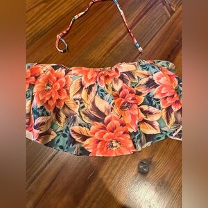 Show me your mumu mermaid, strapless, ruffle floral bikini top